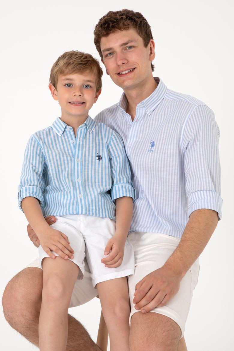 Erkek Çocuk Mavi Uzun Kollu Gömlek