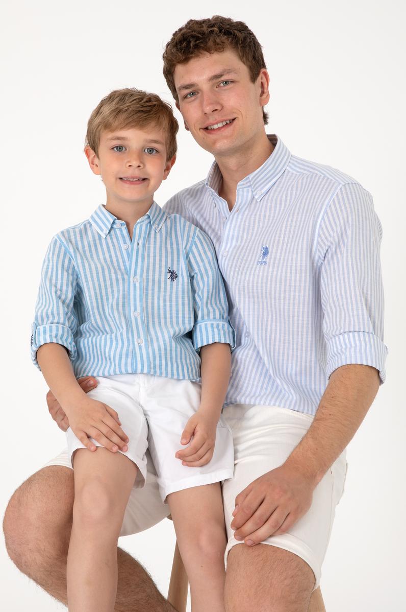 Erkek Çocuk Mavi Uzun Kollu Gömlek