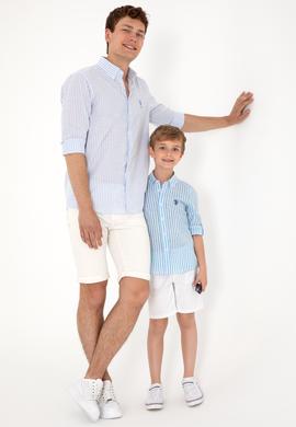 Erkek Çocuk Mavi Uzun Kollu Gömlek - 50306566016
