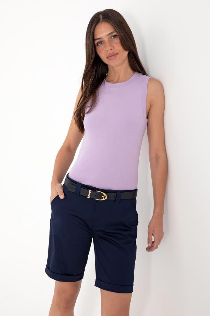 Kadın Lila Kolsuz Bisiklet Yaka Basic Tişört