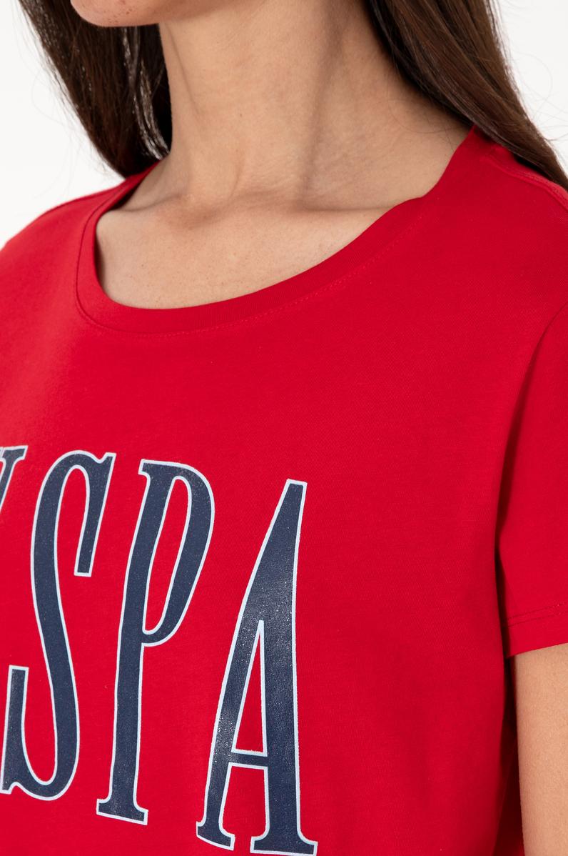 Kadın Kırmızı Bisiklet Yaka Tişört