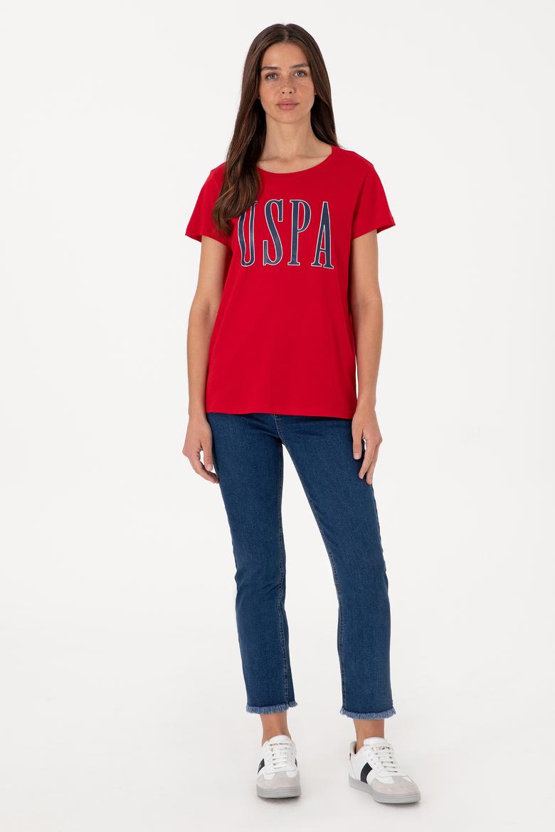 Kadın Kırmızı Bisiklet Yaka Tişört - 50305842059