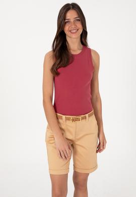 Kadın Vişne Kolsuz Bisiklet Yaka Basic Tişört - 50305841063