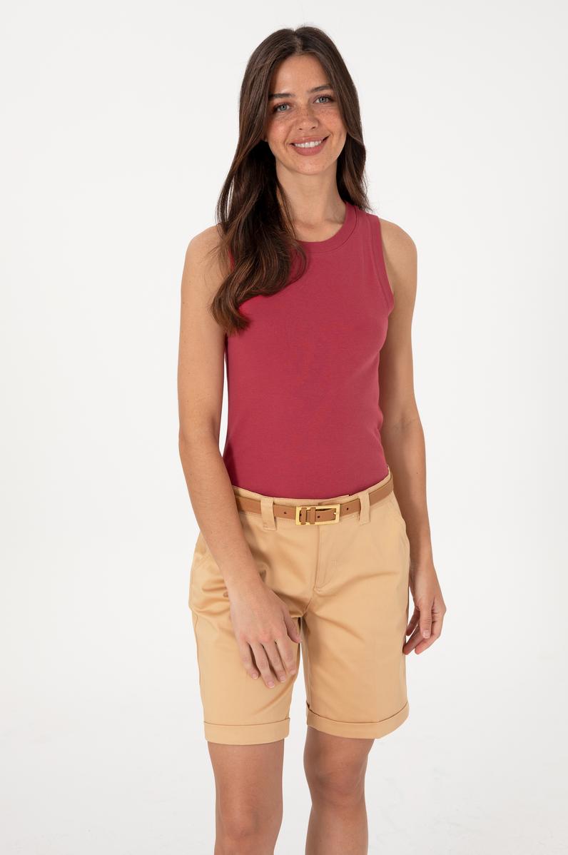 Kadın Vişne Kolsuz Bisiklet Yaka Basic Tişört