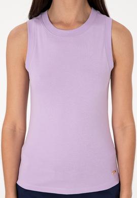 Kadın Lila Kolsuz Bisiklet Yaka Basic Tişört - 50305841134