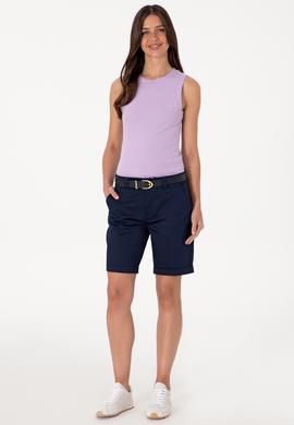 Kadın Lila Kolsuz Bisiklet Yaka Basic Tişört - 50305841134