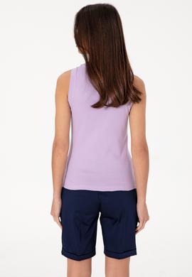 Kadın Lila Kolsuz Bisiklet Yaka Basic Tişört - 50305841134