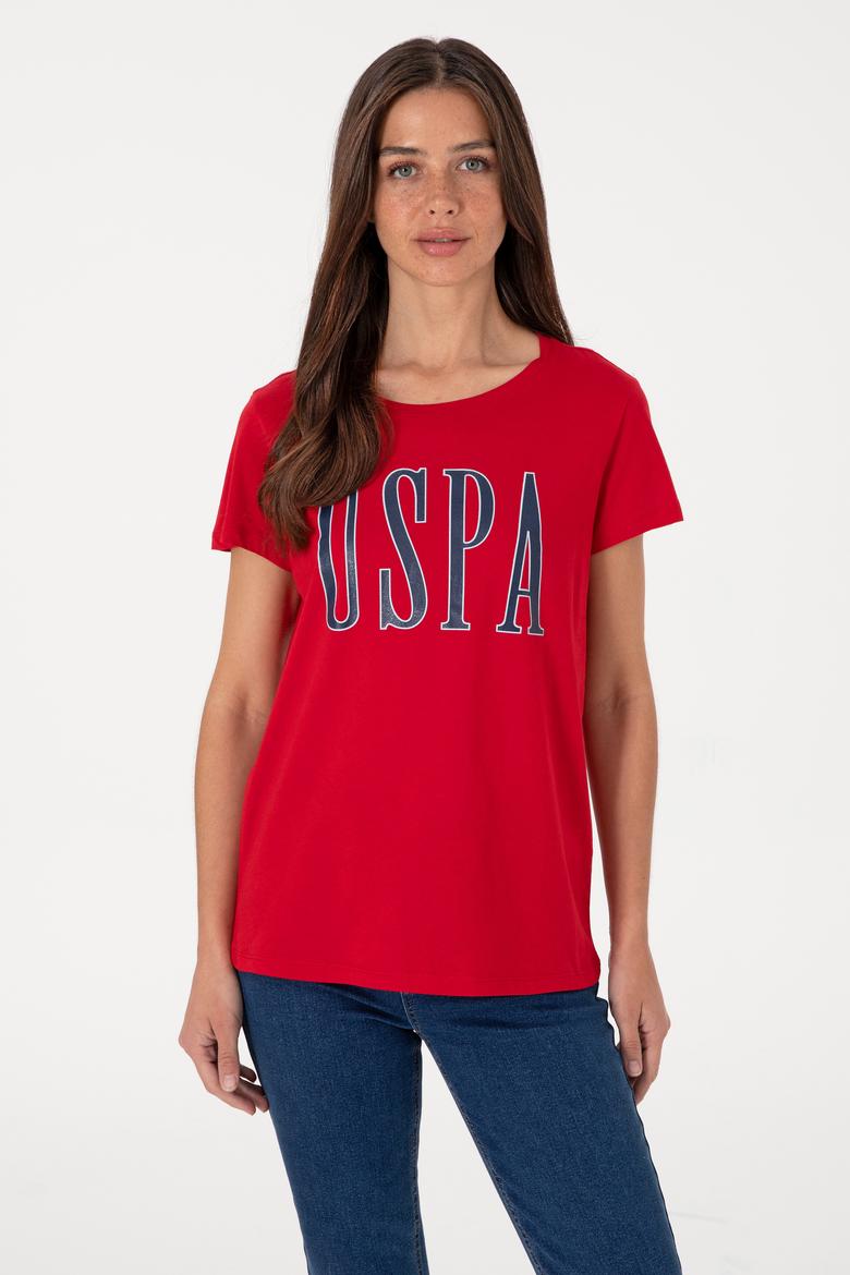 Kadın Kırmızı Bisiklet Yaka Tişört