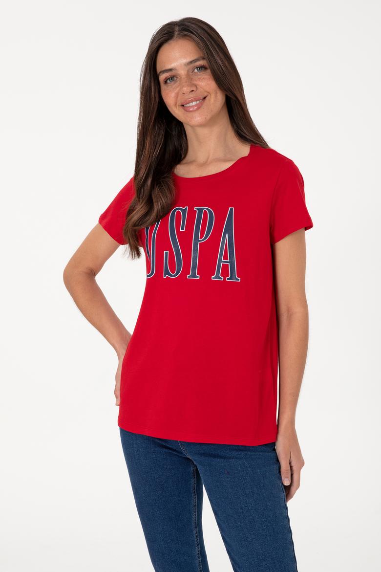 Kadın Kırmızı Bisiklet Yaka Tişört - 50305842059