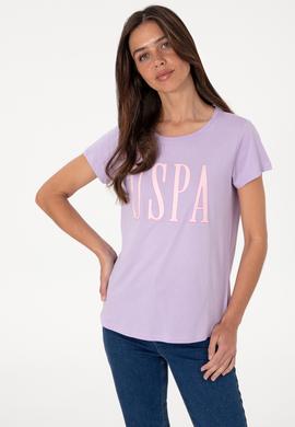 Kadın Lila Bisiklet Yaka Tişört - 50305842125
