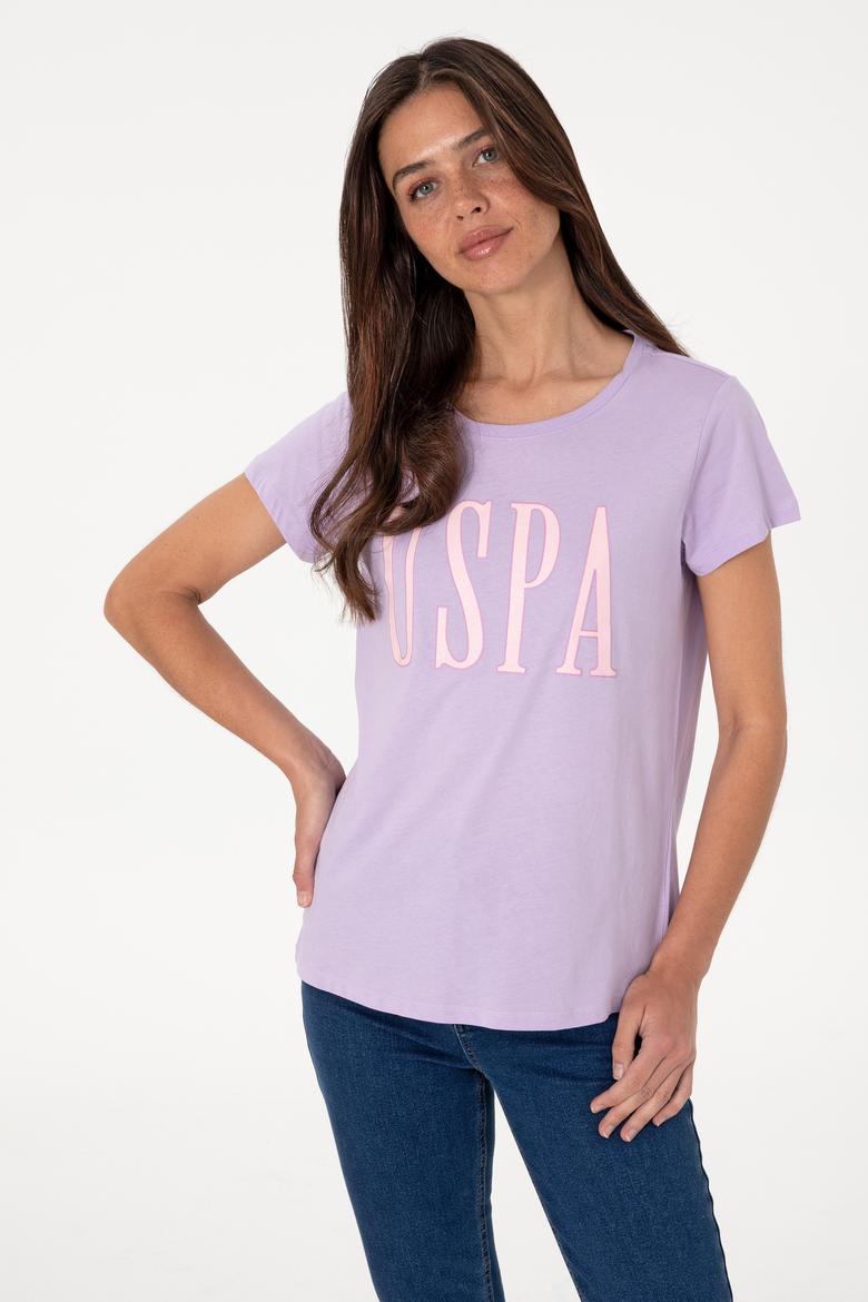 Kadın Lila Bisiklet Yaka Tişört - 50305842125