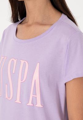 Kadın Lila Bisiklet Yaka Tişört - 50305842125