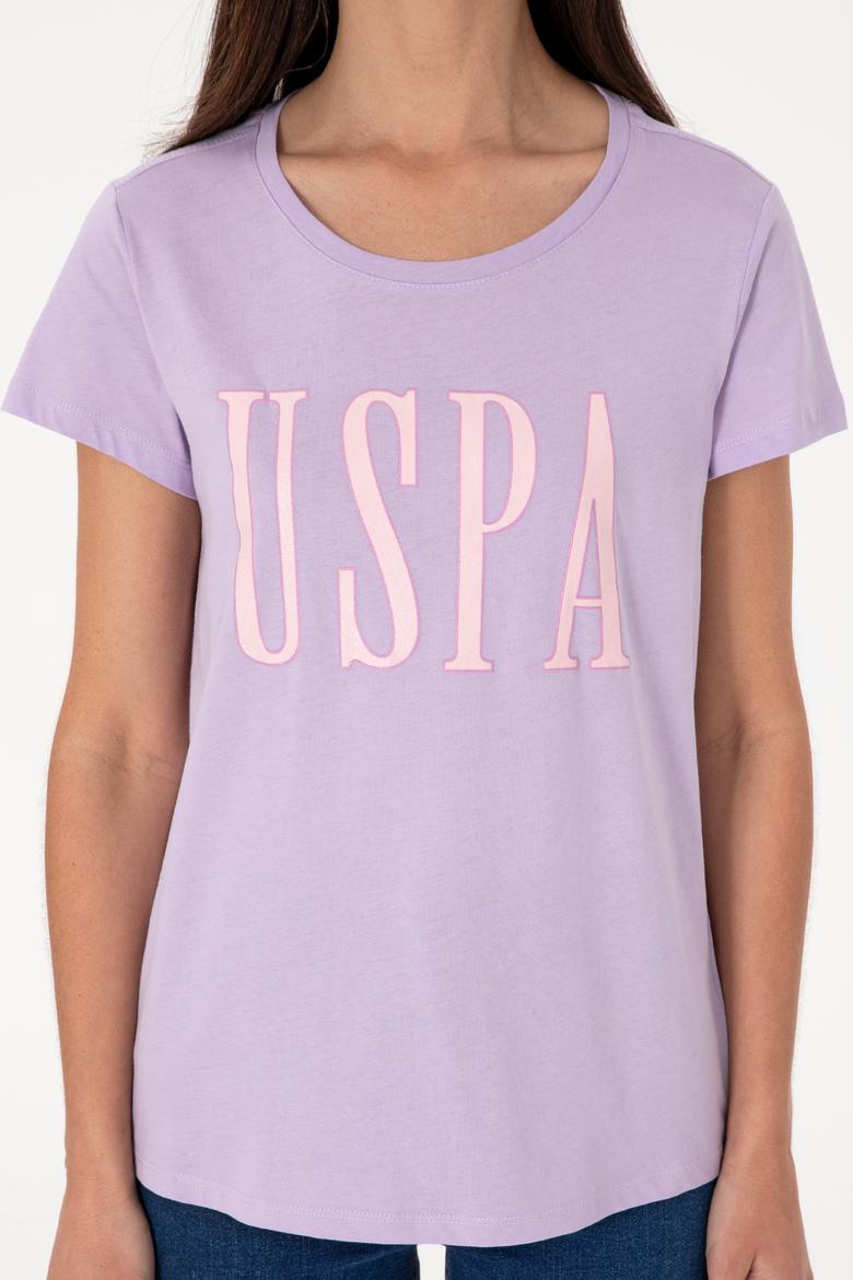 Kadın Lila Bisiklet Yaka Tişört - 50305842125