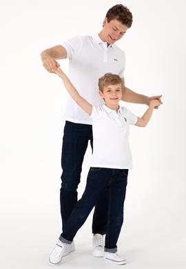 Erkek Regular Fit Polo Yaka Beyaz Basic Tişört - 50306007007