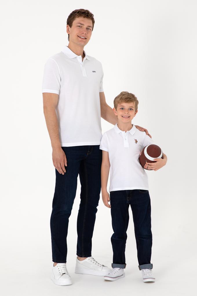 Erkek Regular Fit Polo Yaka Beyaz Basic Tişört