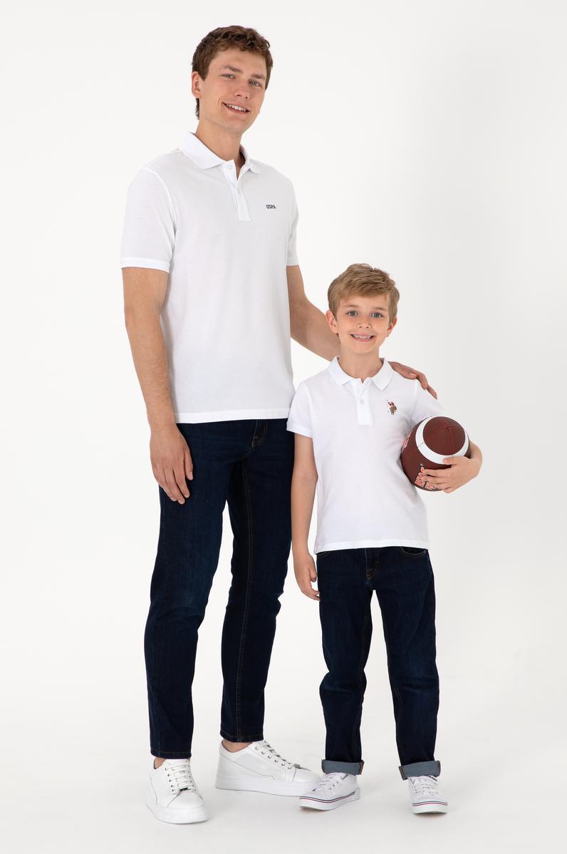 Erkek Regular Fit Polo Yaka Beyaz Basic Tişört