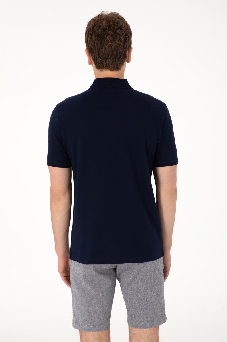 Erkek Regular Fit Polo Yaka Lacivert Basic Tişört