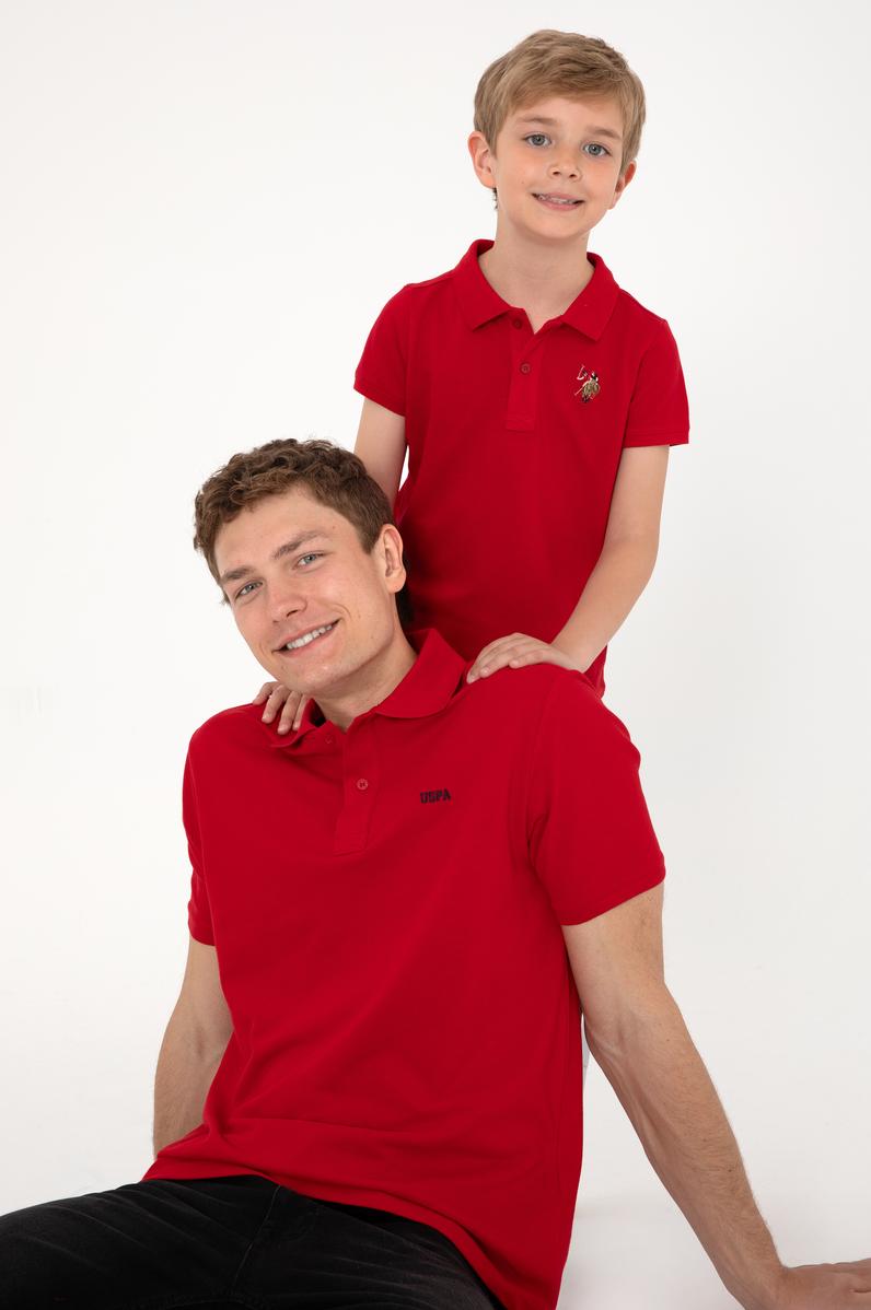 Erkek Regular Fit Polo Yaka Kırmızı Basic Tişört
