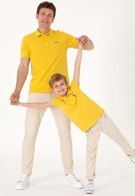 Erkek Regular Fit Polo Yaka Sarı Basic Tişört - 50306007277