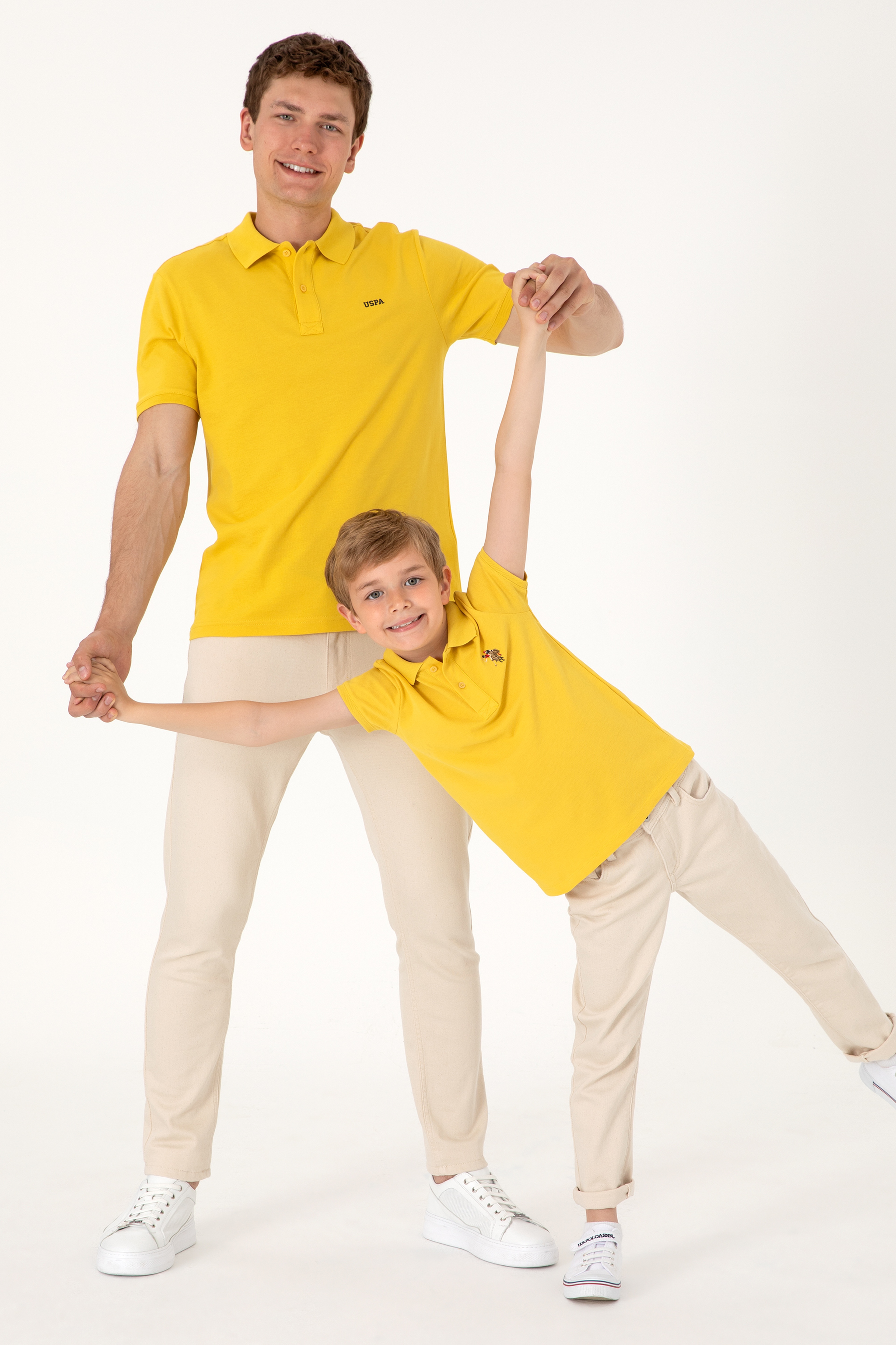 Erkek Regular Fit Polo Yaka Sarı Basic Tişört