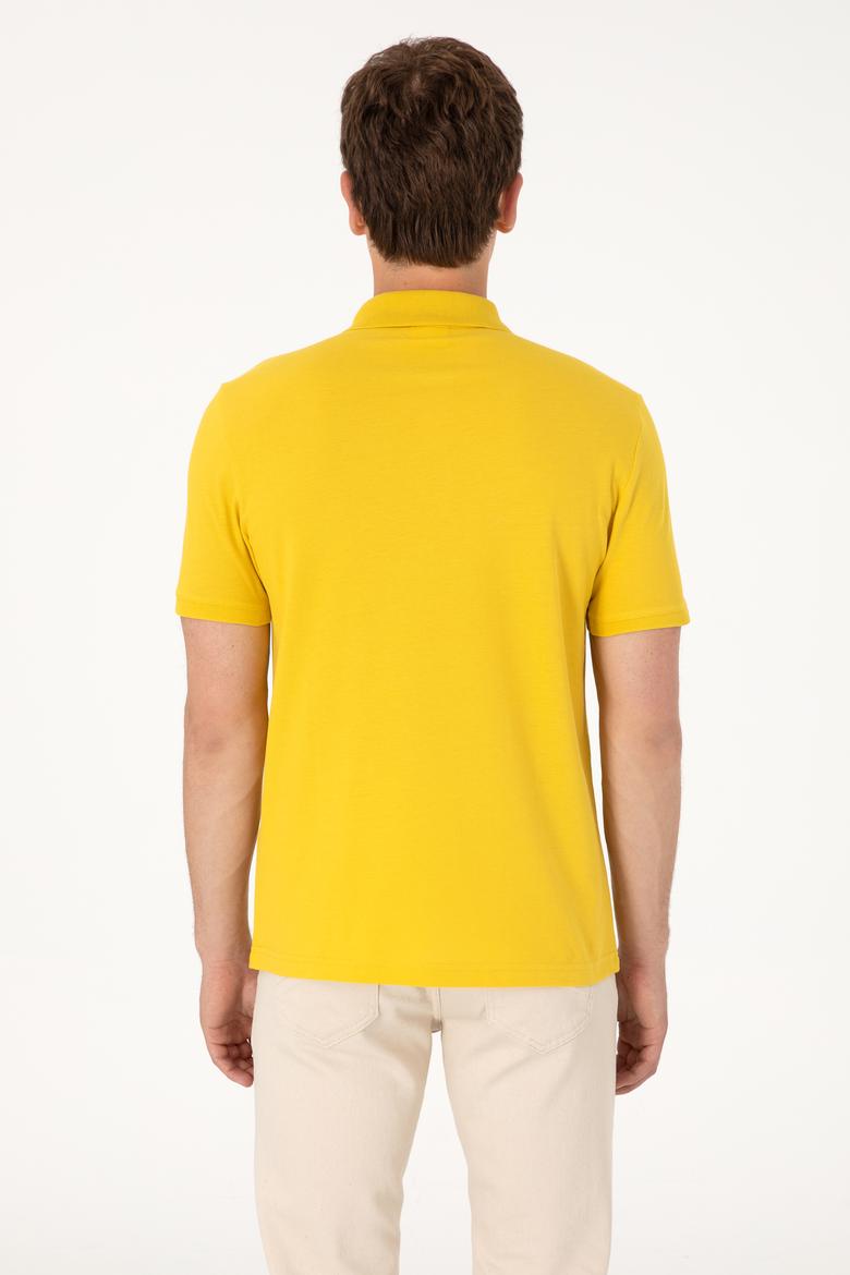 Erkek Regular Fit Polo Yaka Sarı Basic Tişört - 50306007277