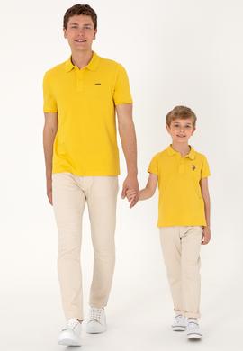 Erkek Regular Fit Polo Yaka Sarı Basic Tişört - 50306007277