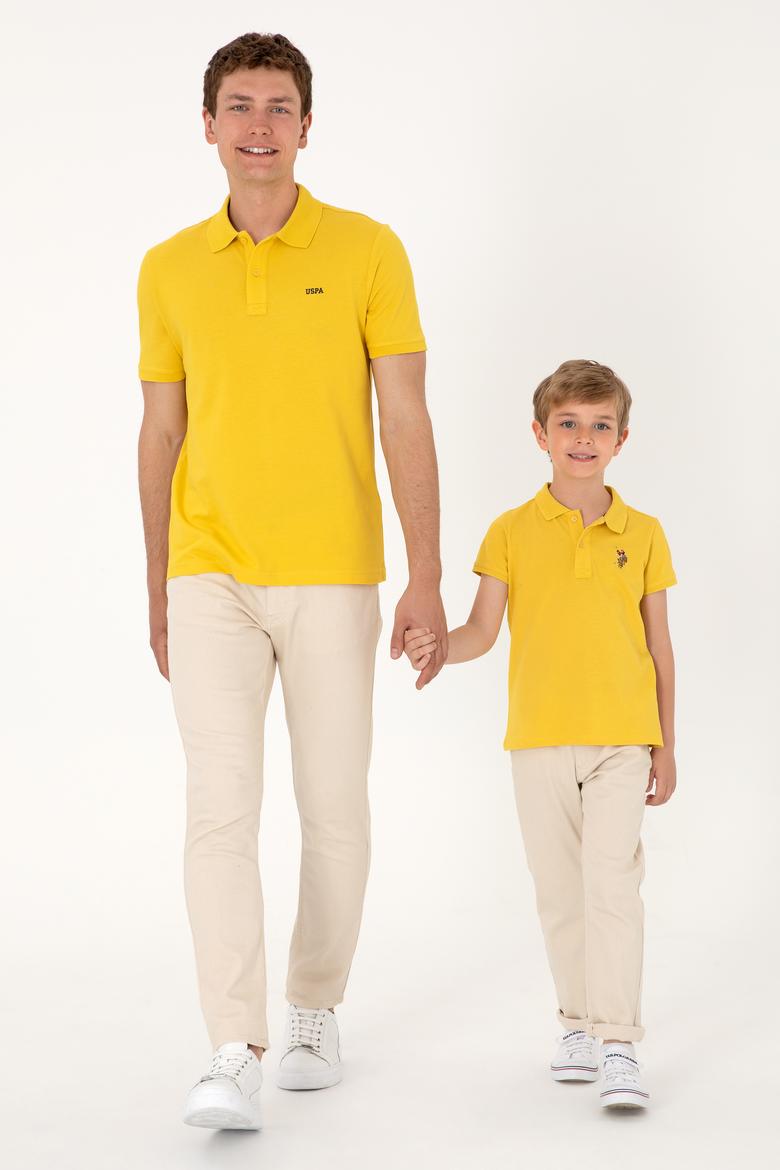 Erkek Regular Fit Polo Yaka Sarı Basic Tişört - 50306007277