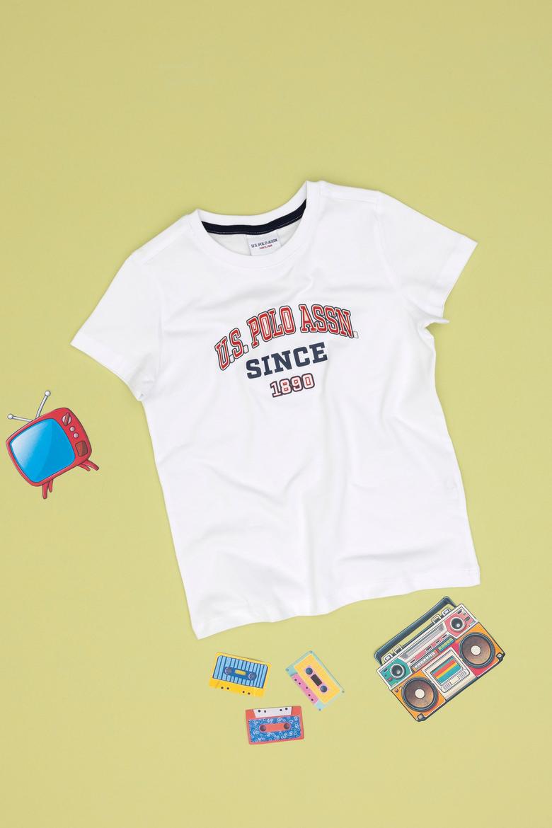 Erkek Çocuk Beyaz Bisiklet Yaka Tişört - 50307174033