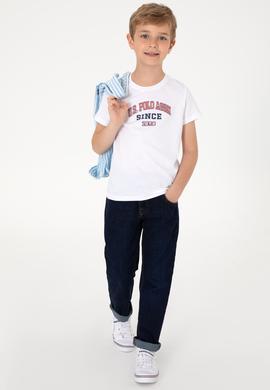 Erkek Çocuk Beyaz Bisiklet Yaka Tişört - 50307174033