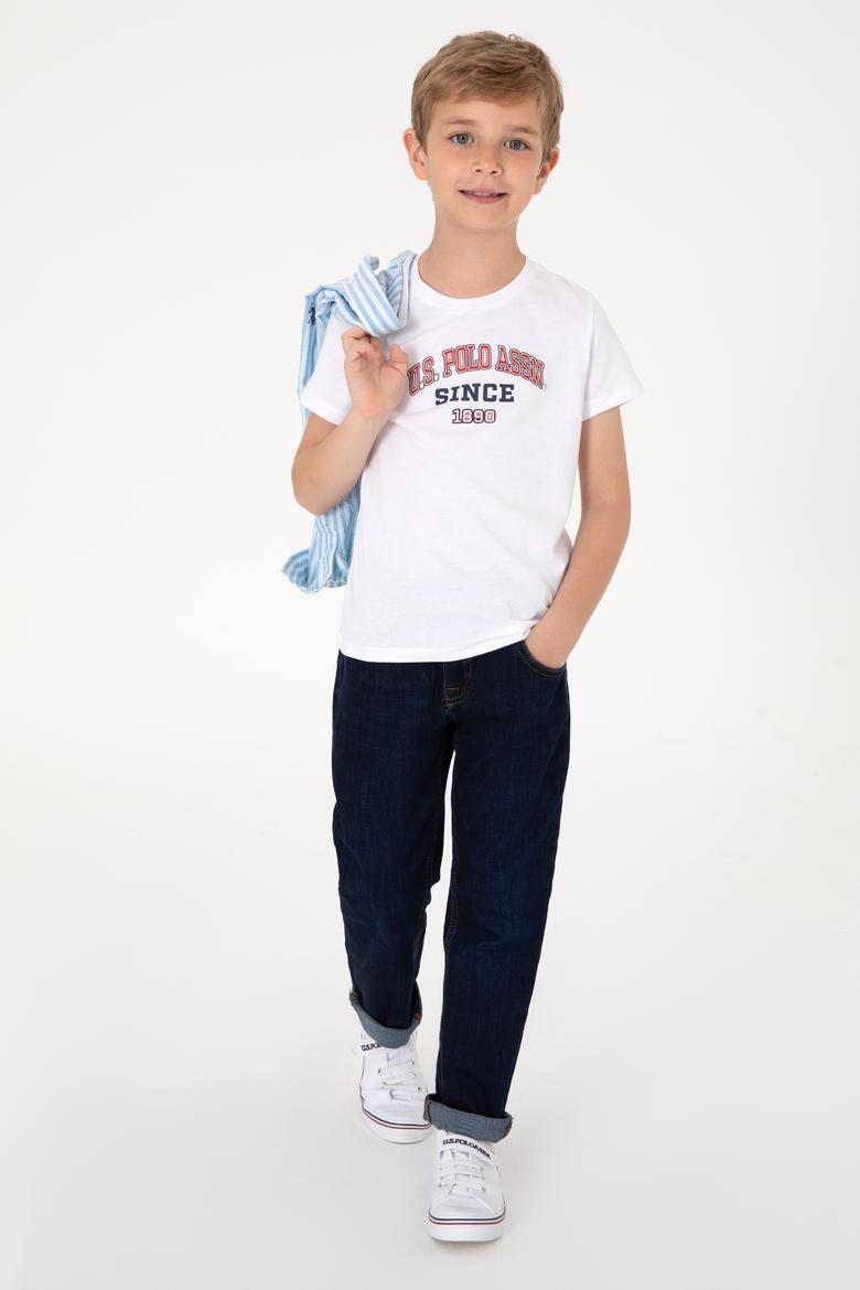 Erkek Çocuk Beyaz Bisiklet Yaka Tişört - 50307174033