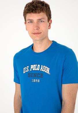 Erkek Regular Fit Bisiklet Yaka Kobalt Mavi Tişört - 50307311070