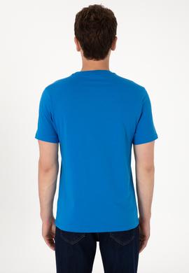 Erkek Regular Fit Bisiklet Yaka Kobalt Mavi Tişört - 50307311070