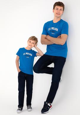 Erkek Regular Fit Bisiklet Yaka Kobalt Mavi Tişört - 50307311070