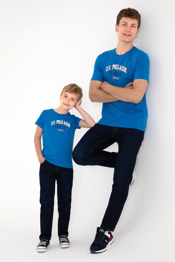 Erkek Regular Fit Bisiklet Yaka Kobalt Mavi Tişört