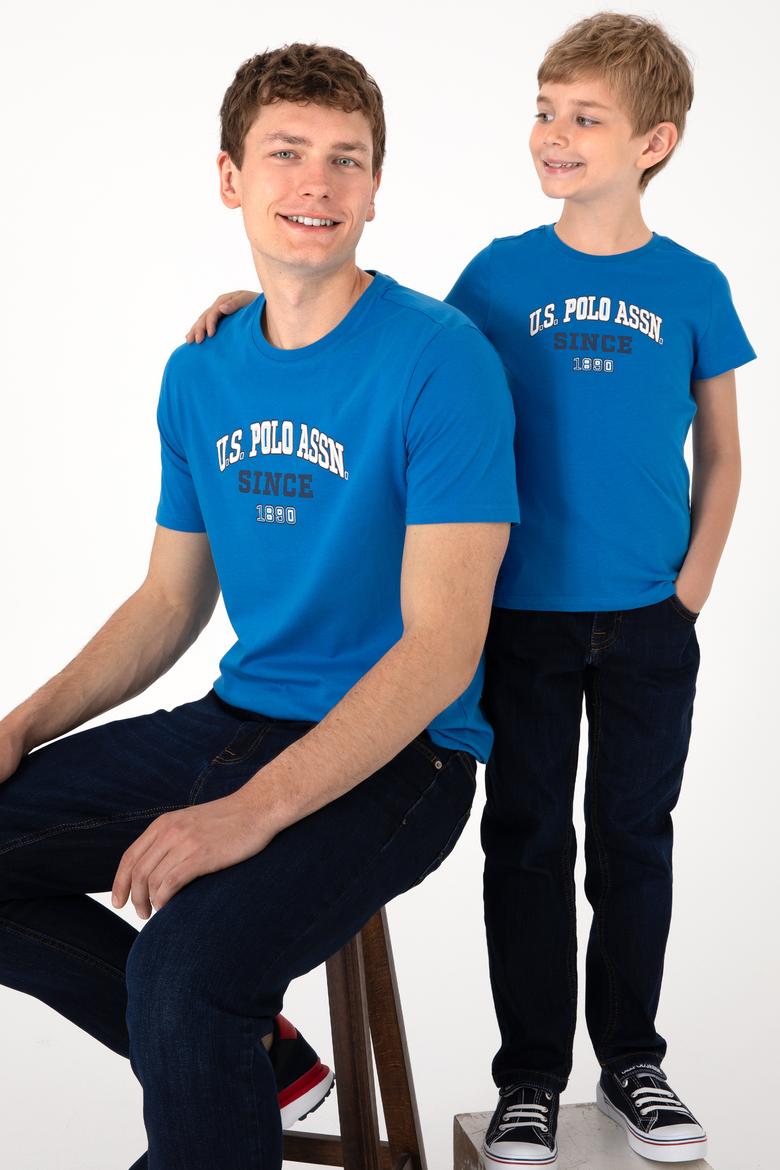 Erkek Regular Fit Bisiklet Yaka Kobalt Mavi Tişört - 50307311070