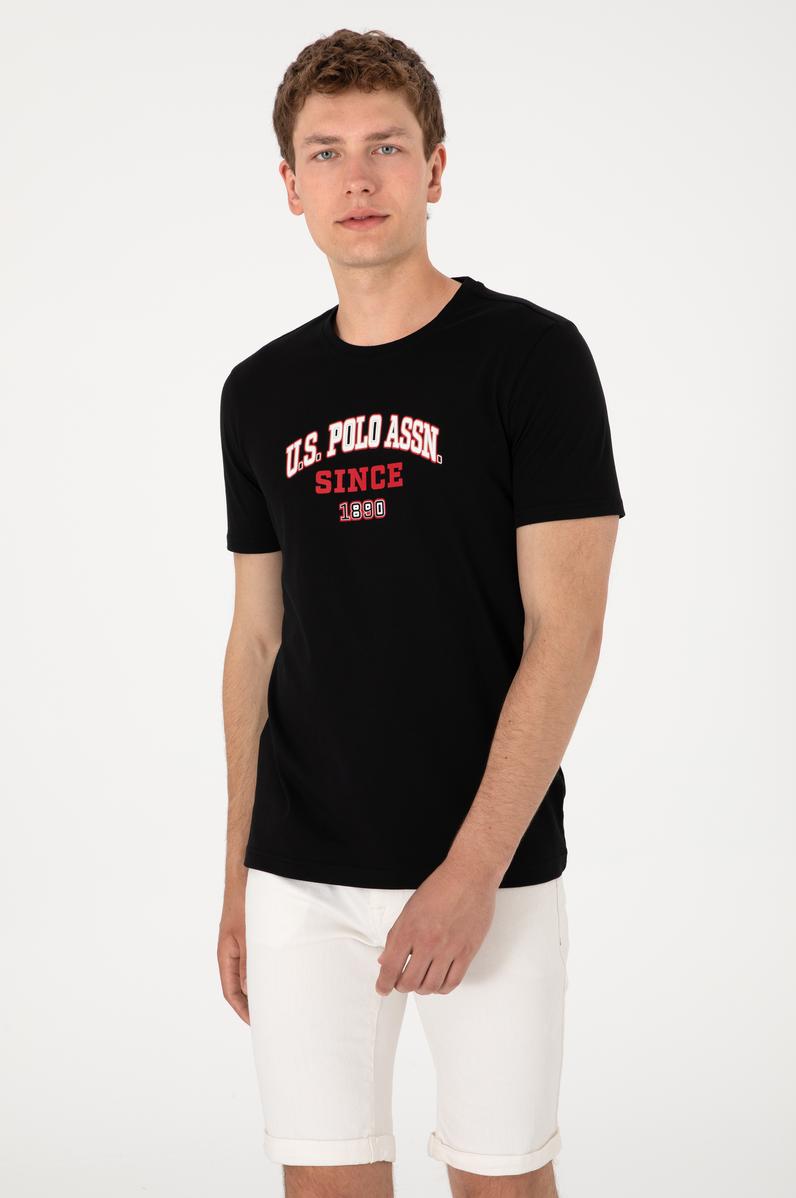 Erkek Regular Fit Bisiklet Yaka Siyah Tişört