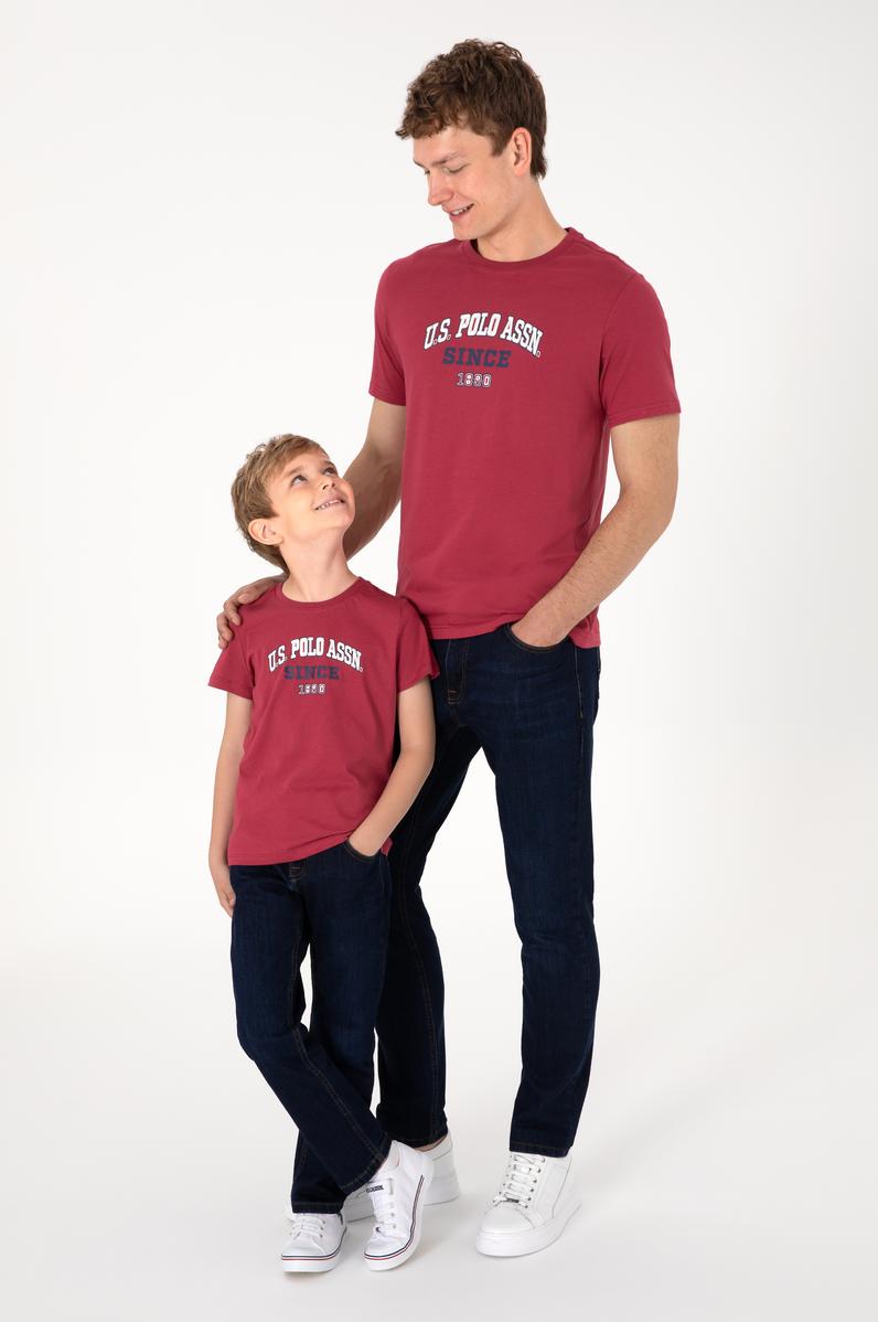 Erkek Regular Fit Bisiklet Yaka Vişne Tişört