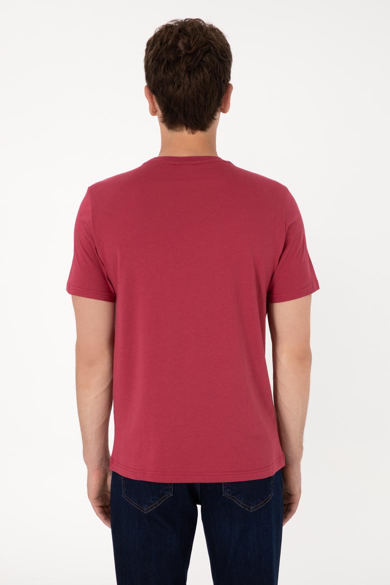 Erkek Regular Fit Bisiklet Yaka Vişne Tişört - 50307311036