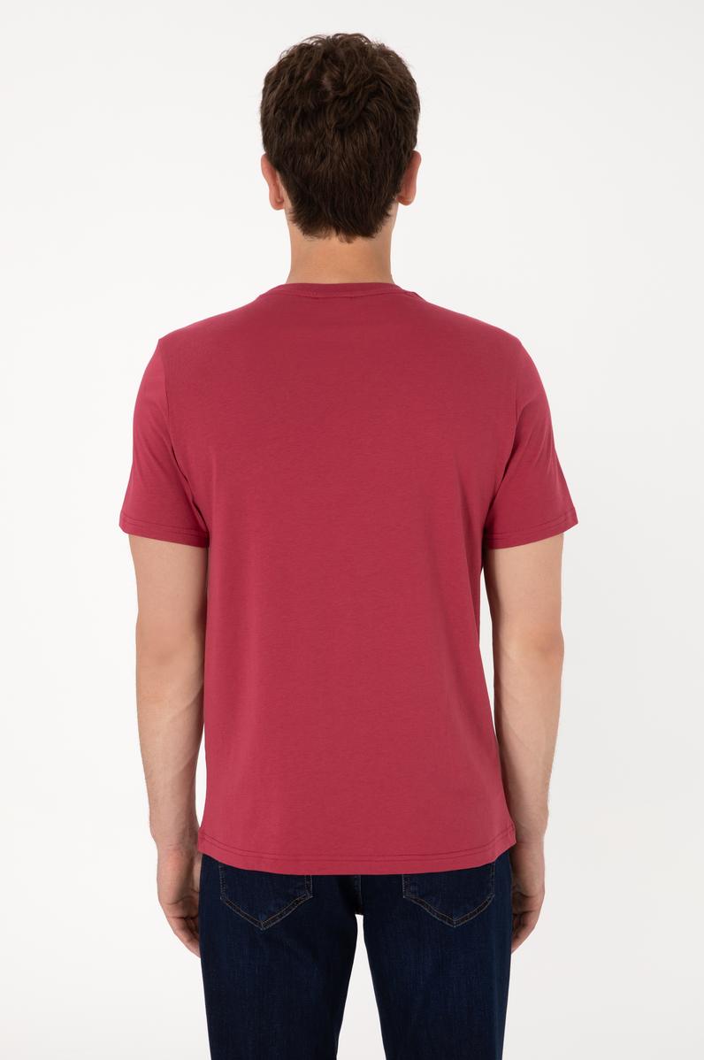 Erkek Regular Fit Bisiklet Yaka Vişne Tişört