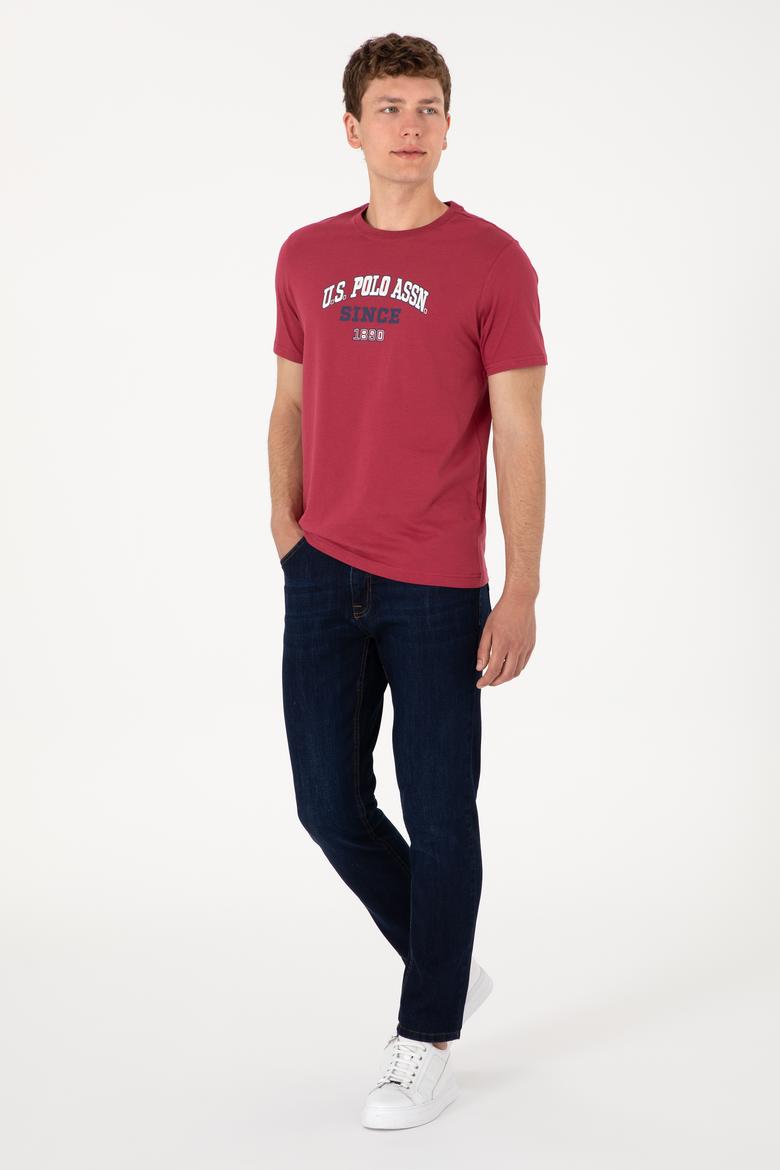 Erkek Regular Fit Bisiklet Yaka Vişne Tişört - 50307311036