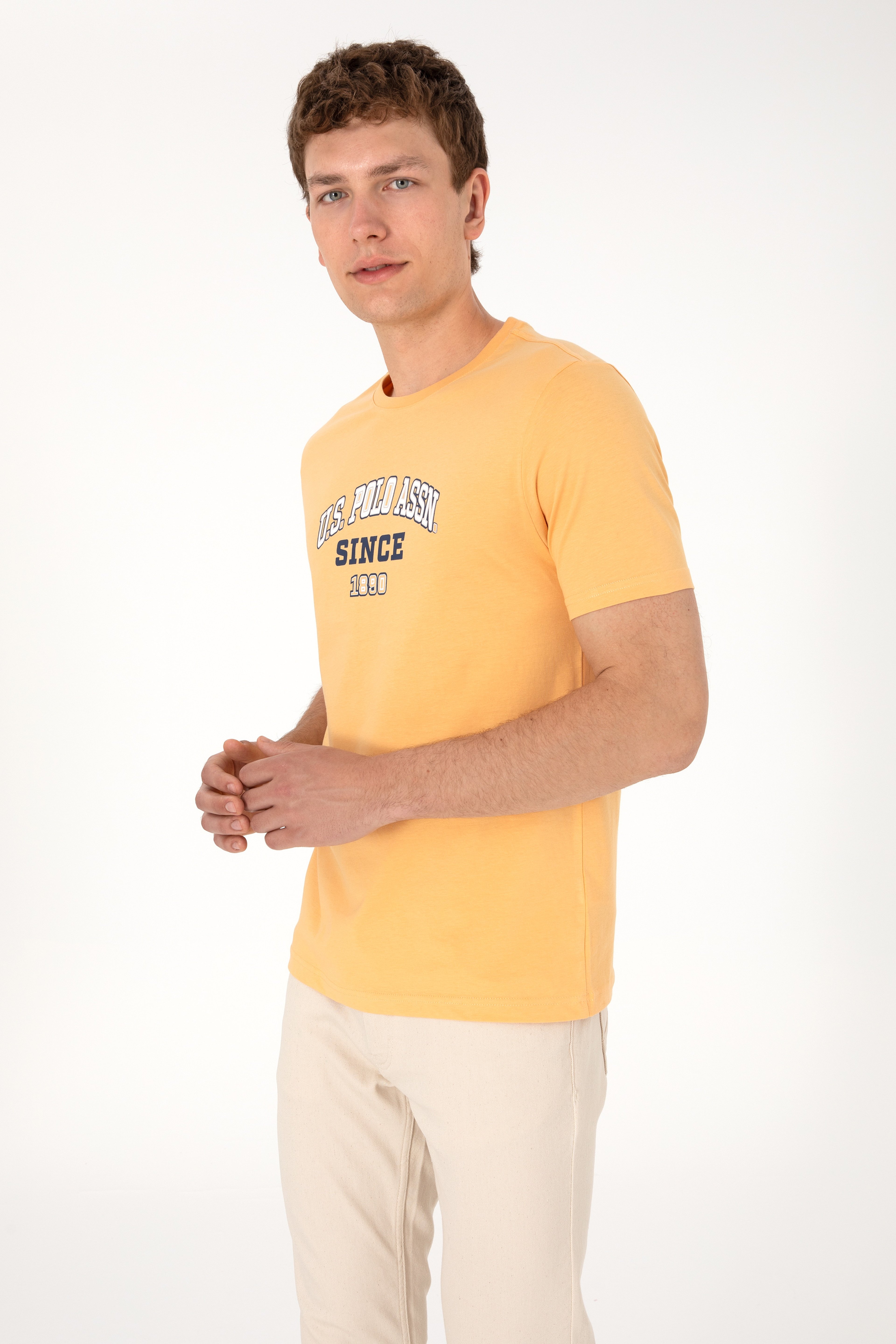 Erkek Regular Fit Bisiklet Yaka Turuncu Tişört