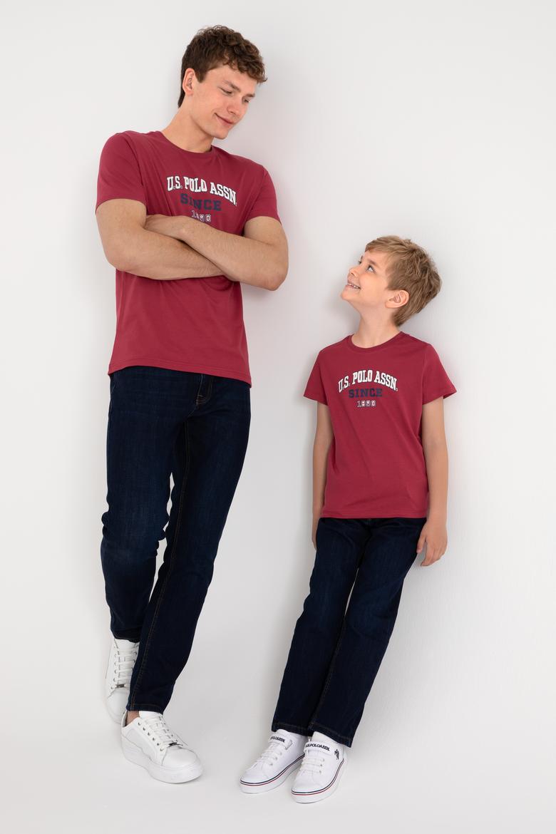 Erkek Çocuk Vişne Bisiklet Yaka Tişört