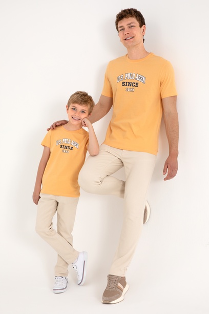 Erkek Regular Fit Bisiklet Yaka Turuncu Tişört
