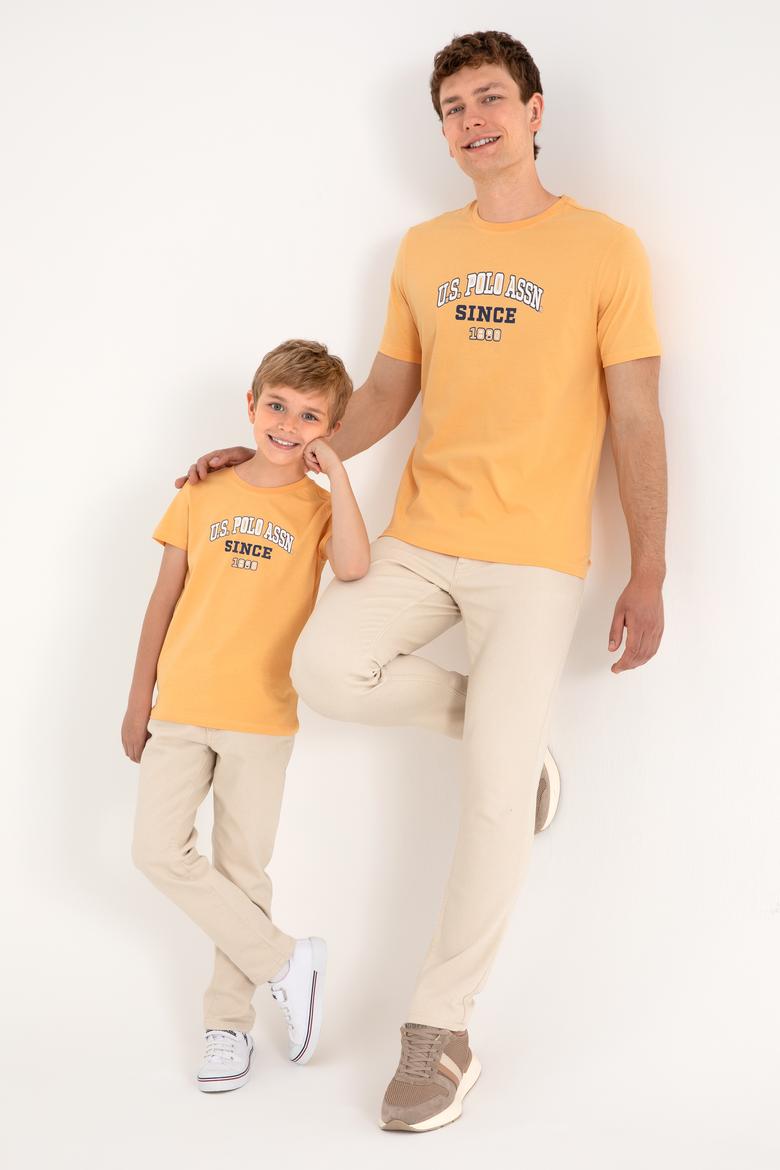 Erkek Regular Fit Bisiklet Yaka Turuncu Tişört