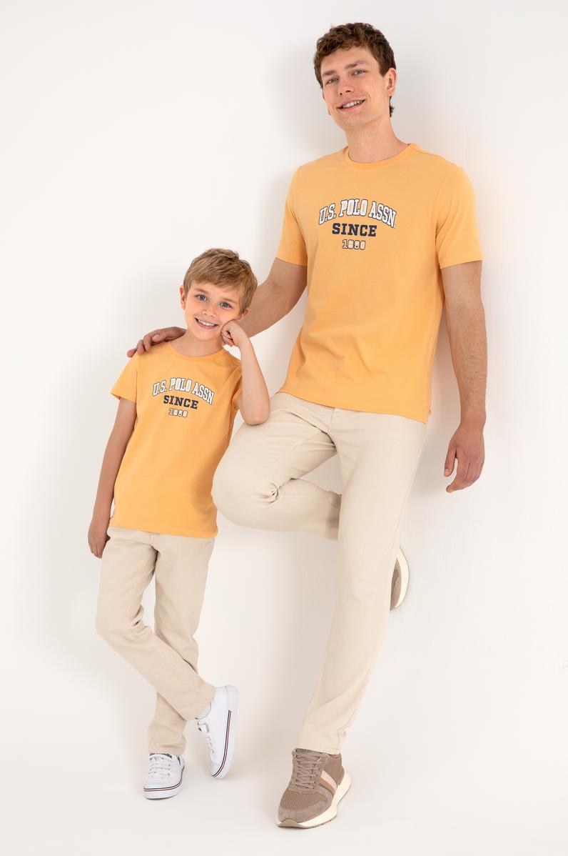 Erkek Regular Fit Bisiklet Yaka Turuncu Tişört