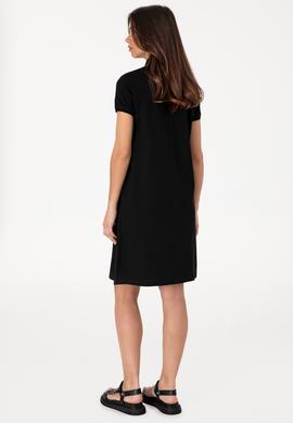 Kadın Siyah Polo Yaka Mini Boy Örme Elbise - 50305853008