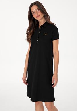 Kadın Siyah Polo Yaka Mini Boy Örme Elbise - 50305853008
