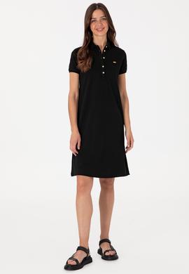 Kadın Siyah Polo Yaka Mini Boy Örme Elbise - 50305853008