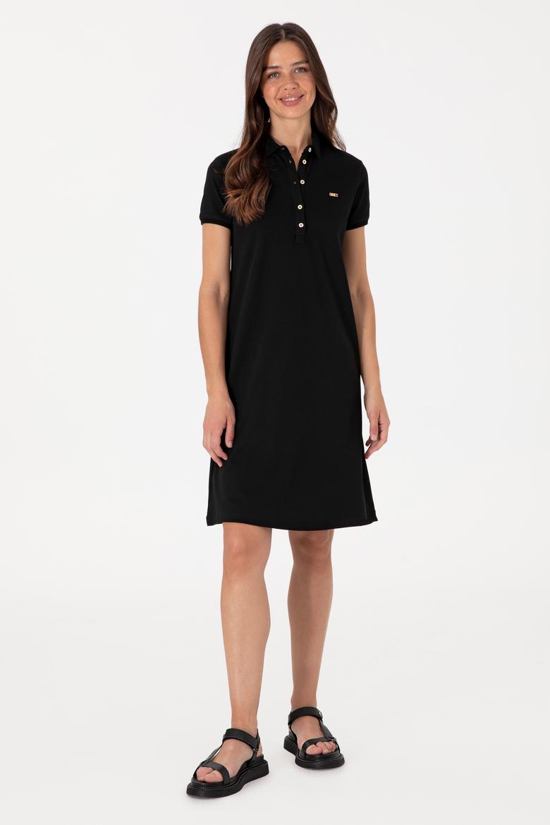 Kadın Siyah Polo Yaka Mini Boy Örme Elbise - 50305853008