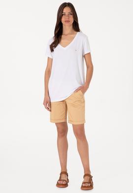 Kadın Beyaz Modal Karışımlı V Yaka Basic Tişört - 50305773003